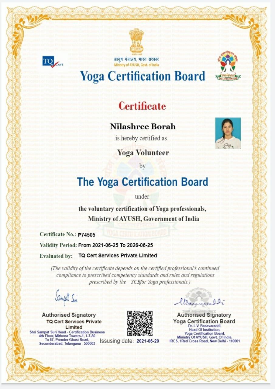 Yoga volunteer certificate
