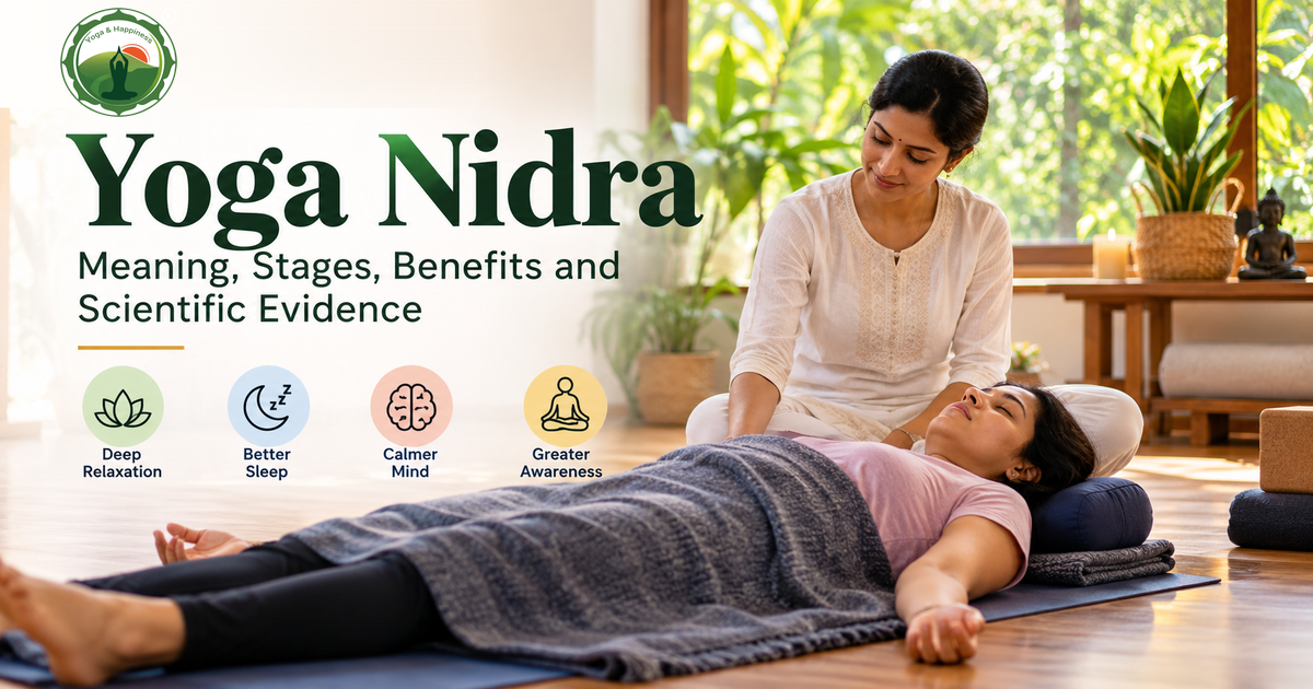 Guided Yoga Nidra relaxation practice with instructor support – Yoga & Happiness.